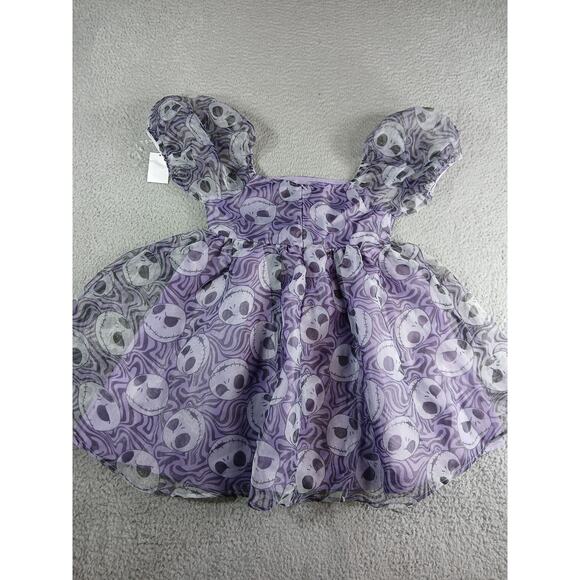 Disney Dress Jack Skellington Girls Large Purple Kids Puff Sleeve Halloween NWT - Picture 6 of 8